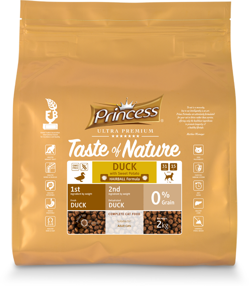 Princess Ultra Premium Taste of Nature Duck with Sweet Potato — Hairball Formula 2 kg